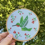 Summer Hummingbird - Cross Stitch Pattern, different perspective #1. Select this picture to zoom in