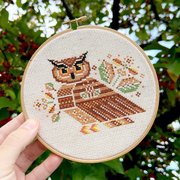Autumn Owl - Cross Stitch Pattern, different perspective #1. Select this picture to zoom in