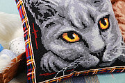 British Blue Cat (Cusion Front) - Cross Stitch Kit