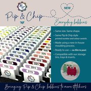 Everyday Bobbins - 500 Printed & Labeled with DMC colors, different perspective #1. Select this picture to zoom in