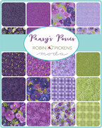 Pansys Posies Plum - Pansies Watercolor Lines - Quilt Fabric