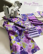 Pansys Posies Plum - Pansies Watercolor Lines - Quilt Fabric