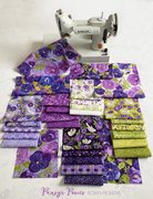 Pansys Posies Plum - Pansies Watercolor Lines - Quilt Fabric