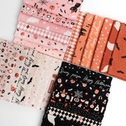 Purrs and Boos Text Black Cat - Quilt Fabric