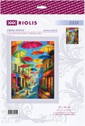 Colorful Umbrellas - Cross Stitch Kit, different perspective #1. Select this picture to zoom in