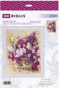 Basket of Lilacs - Cross Stitch Kit, different perspective #1. Select this picture to zoom in