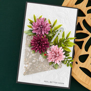 Pom Pom Dahlia and Ladybugs - Etched Dies, different perspective #2. Select this picture to zoom in