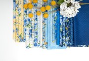 Summer Breeze 2027 Blossoms Cornflower - Quilt Fabric, different perspective #2. Select this picture to zoom in