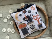 Halloween Spools Pinkeep - Cross Stitch Pattern, different perspective #1. Select this picture to zoom in
