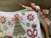 Christmas Spools Pinkeep - Cross Stitch Pattern, different perspective #1. Select this picture to zoom in