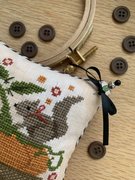 Pumpkin Basket Pinkeep - Cross Stitch Pattern, different perspective #1. Select this picture to zoom in
