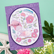 Stylish Oval Floral Bird - Layering Stencils