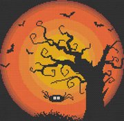 Spider And The Tree - Halloween Cross Stitch Pattern