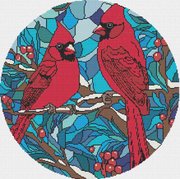 Stained Glass Cardinals - PDF Cross Stitch Pattern