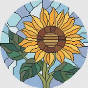 Stained Glass Sunflower - Cross Stitch Pattern