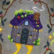 Mushroom Cottage Yaga - Halloween Cross Stitch Pattern, different perspective #1. Select this picture to zoom in