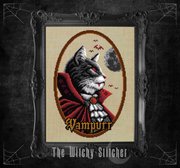 Vampurr - Halloween Cross Stitch Pattern, different perspective #1. Select this picture to zoom in