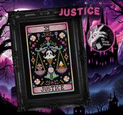 Justice - Halloween Cross Stitch Pattern, different perspective #1. Select this picture to zoom in