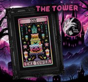 The Tower - Halloween Cross Stitch Pattern, different perspective #1. Select this picture to zoom in