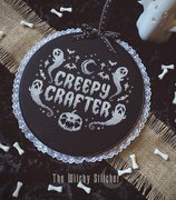 Creepy Crafter - Halloween Cross Stitch Pattern, different perspective #2. Select this picture to zoom in