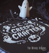 Creepy Crafter - Halloween Cross Stitch Pattern, different perspective #5. Select this picture to zoom in