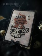 Death Before Decaf - Halloween Cross Stitch Pattern, different perspective #2. Select this picture to zoom in