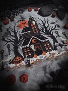 Frosted Pumpkin Cottage - Halloween Cross Stitch Pattern, different perspective #3. Select this picture to zoom in