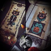 Hallow Kitty Surprise - Halloween Cross Stitch Pattern, different perspective #3. Select this picture to zoom in