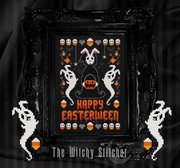 Happy Easterween - Easter PDF Cross Stitch Pattern, different perspective #1. Select this picture to zoom in