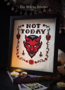 Not Today Satan - Cross Stitch Pattern, different perspective #2. Select this picture to zoom in