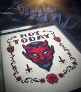 Not Today Satan - Cross Stitch Pattern, different perspective #3. Select this picture to zoom in