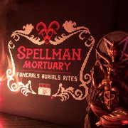 Spellman Mortuary - Halloween Cross Stitch Pattern, different perspective #1. Select this picture to zoom in