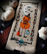 Vintage Pumpkin Witch - Halloween Cross Stitch Pattern, different perspective #1. Select this picture to zoom in