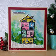 Christmas Town House - Rubber Stamp