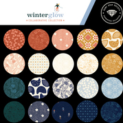 Winterglow Navy - Cross Stitch Novelty Winter - Quilt Fabric