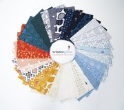 Winterglow Navy - Cross Stitch Novelty Winter - Quilt Fabric