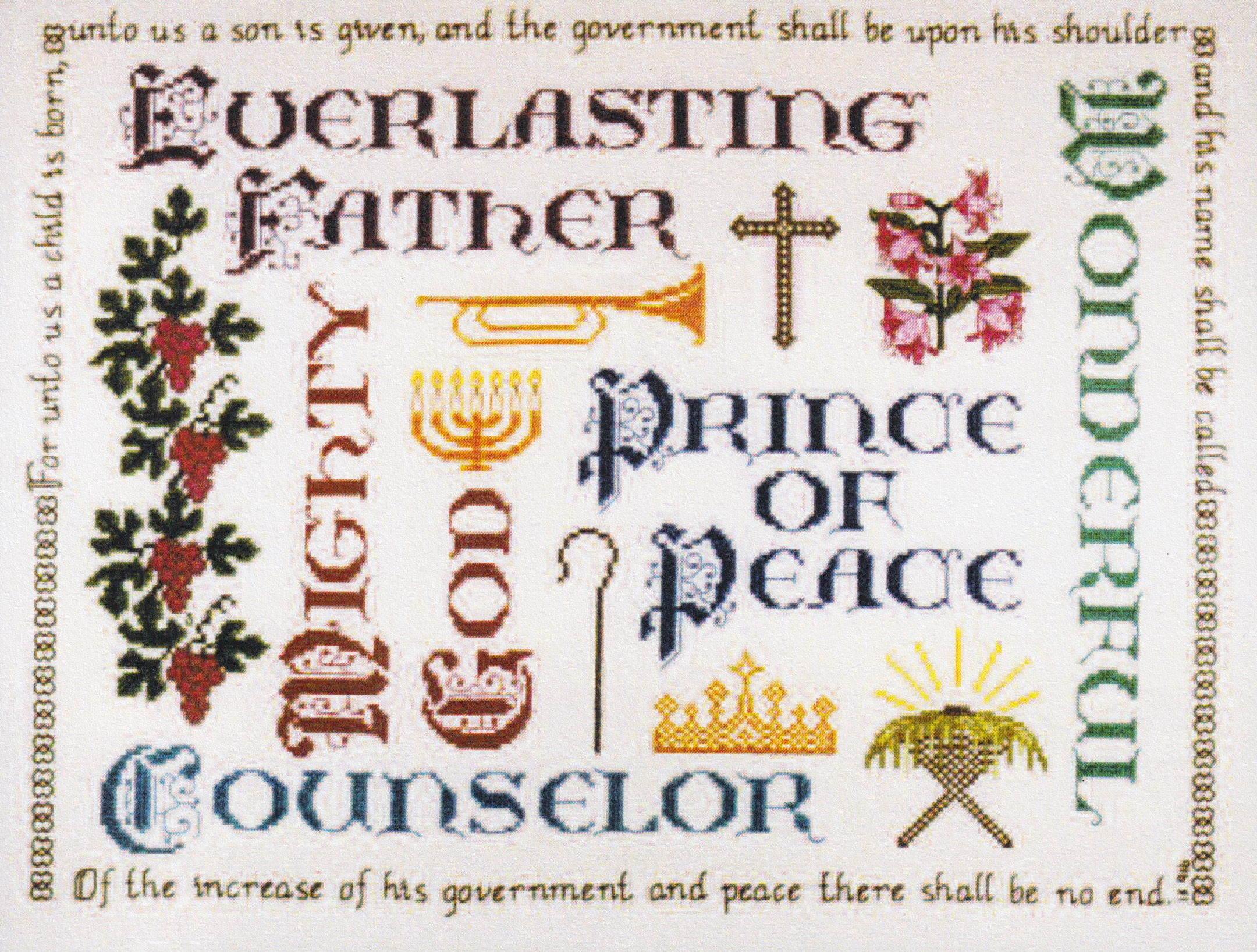 Isaiah 9-6 - Cross Stitch Pattern