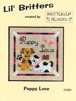 Puppy Love - Cross Stitch Pattern, zoomed in. Select this picture to zoom back out.
