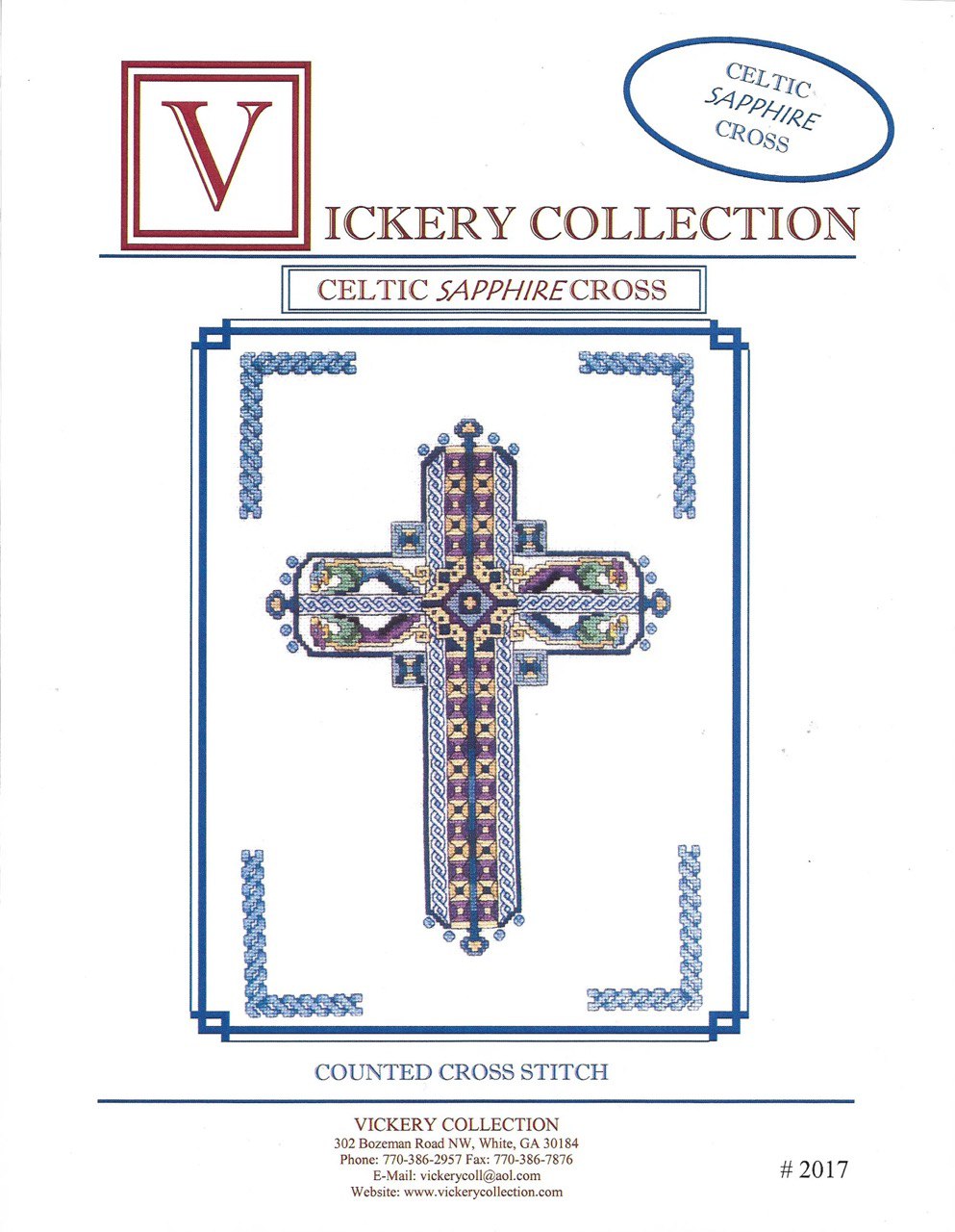 Celtic Sapphire Cross - Cross Stitch Pattern