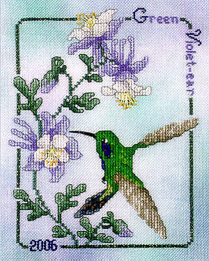 Green Violet-Ear Hummingbird 2006 - Cross Stitch Pattern