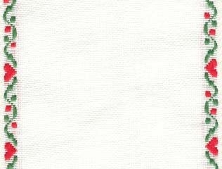 27 Count Ant White/Green & Red Linen Banding 4.5x36