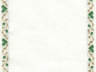 27 Count Ant White/Green & Gold Linen Banding 4.5x36