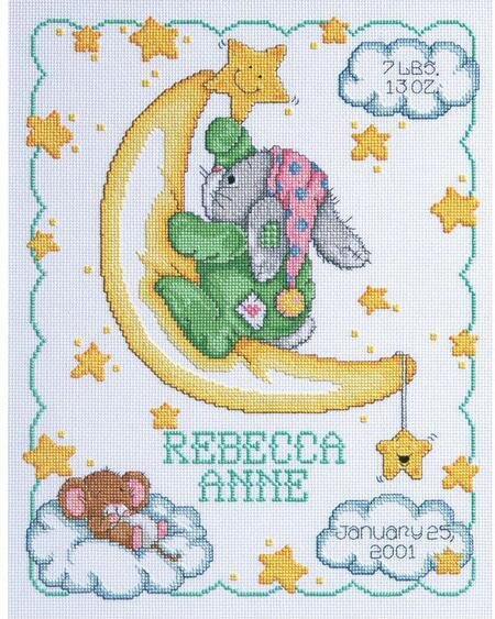 Crescent Moon Birth Announcement - Cross Stitch Kit