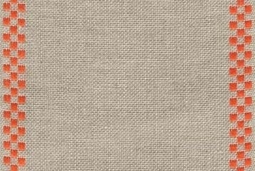 27 Ct. Natural/Orange Checkers Linen Banding 5.9x36