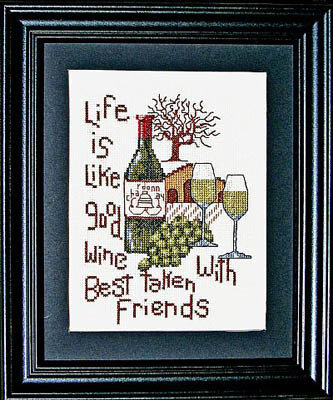 Good Wine Good Friends - Cross Stitch Pattern