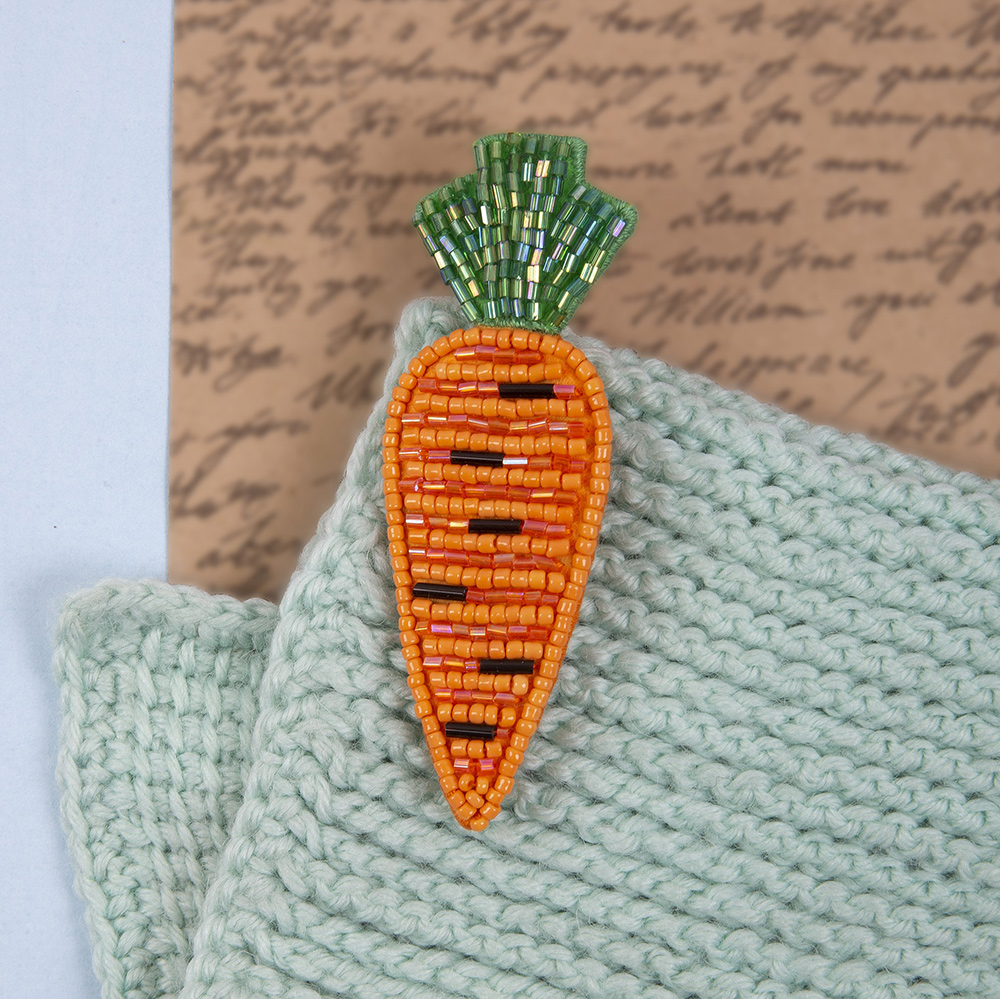 Carrot Brooch - Seed Bead Embroidery Kit