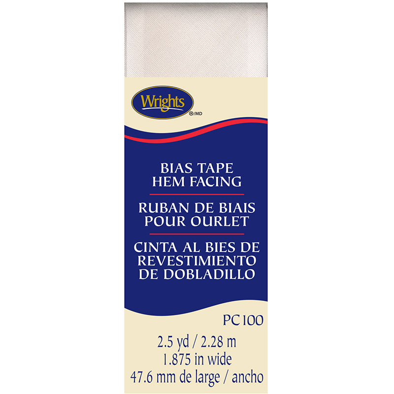 Hem Facing Bias Tape - White