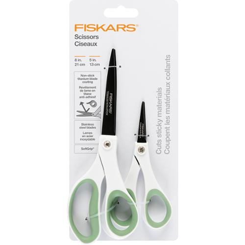 Softgrip Titanium Scissor Set - 5" & 8", zoomed in. Select this picture to zoom back out.