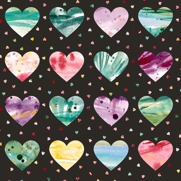 108" Little Lovelies Hearts Midnight - Quilt Fabric, zoomed in. Select this picture to zoom back out.