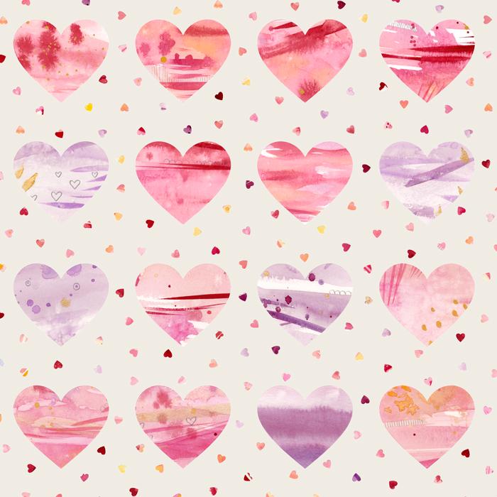 108" Little Lovelies Hearts Love - Quilt Fabric, zoomed in. Select this picture to zoom back out.